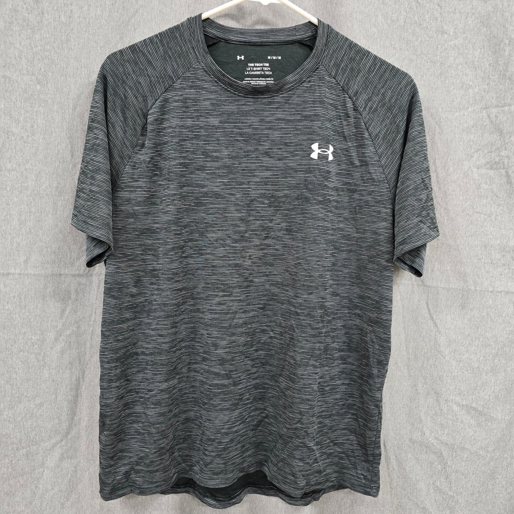 Under Armour Mens Tech Tee Short Sleeve Training Shirt Black Grey Heather Medium